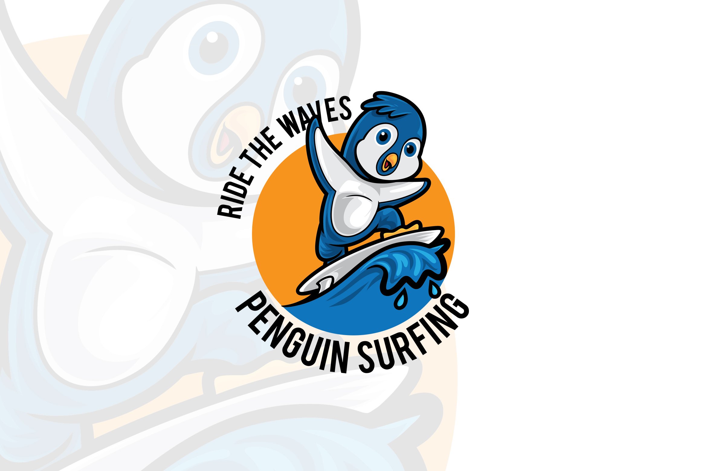 Penguin Surf Cartoon Mascot Logo cover image.