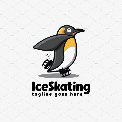 Fun penguin skating mascot logo cover image.