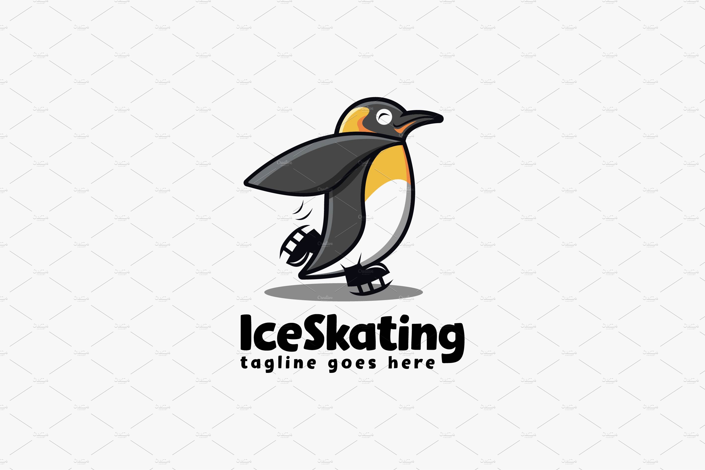 Fun penguin skating mascot logo cover image.