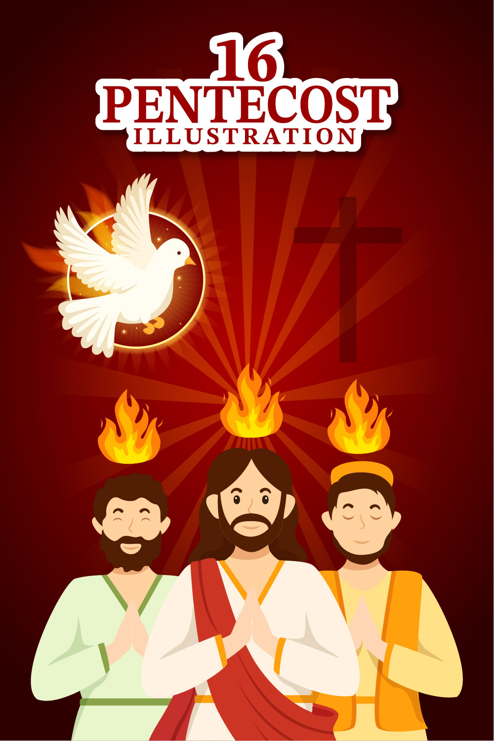 16 Pentecost Sunday Illustration pinterest preview image.