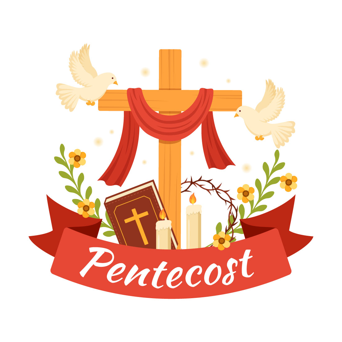 16 Pentecost Sunday Illustration preview image.
