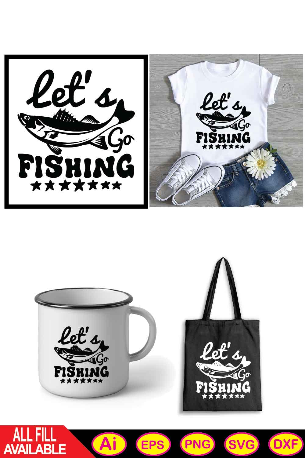 Lets Go Fishing svg pinterest preview image.