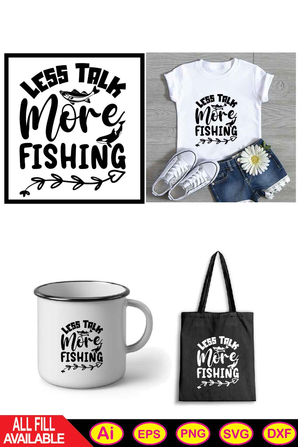 Less Talk More Fishing pinterest preview image.