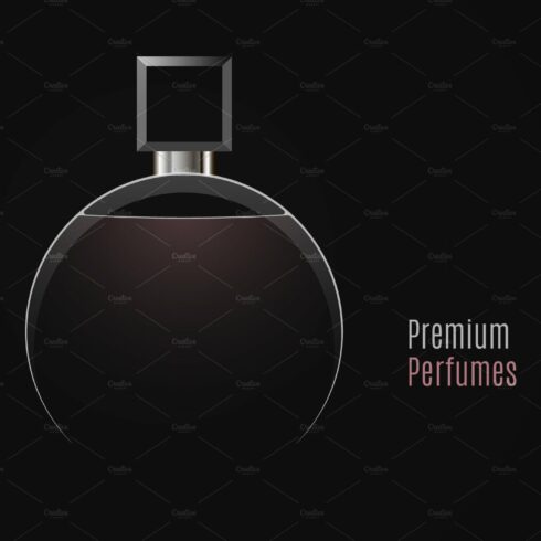 Perfume bottle logo on black. cover image.