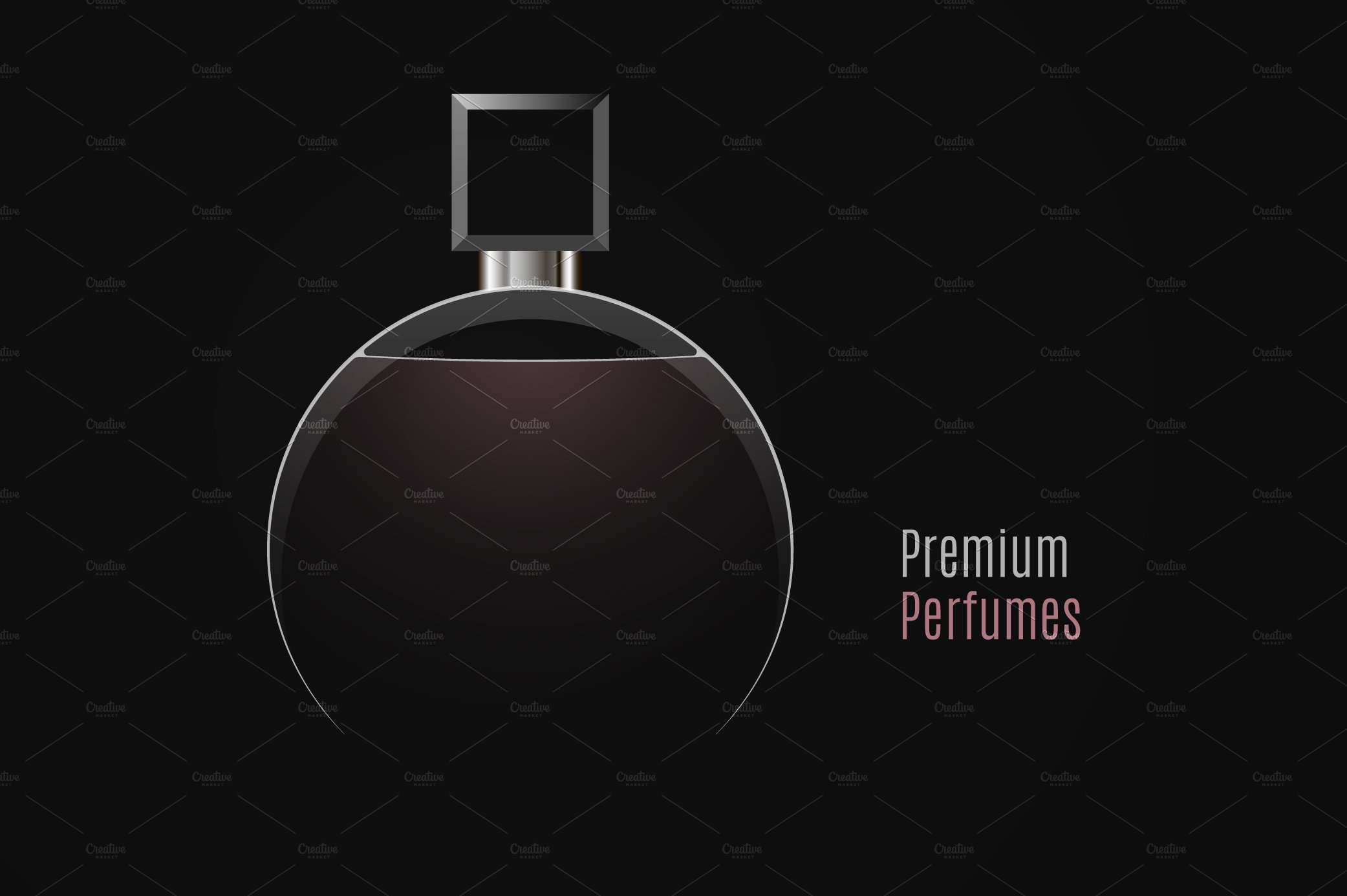 Perfume bottle logo on black. cover image.