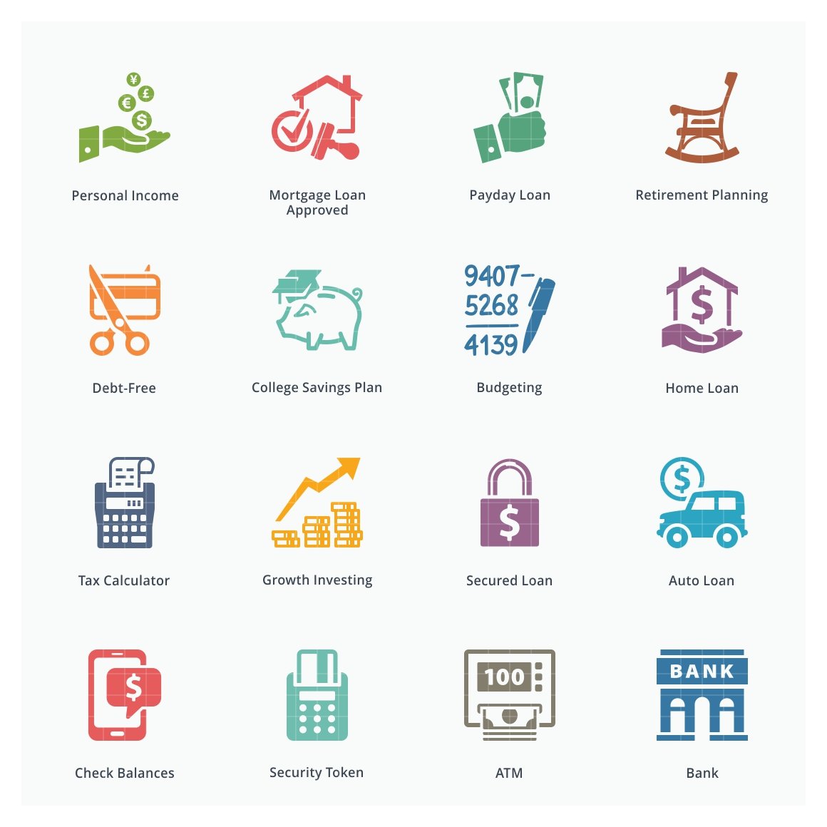 Colored Business Finance Icons 2 preview image.