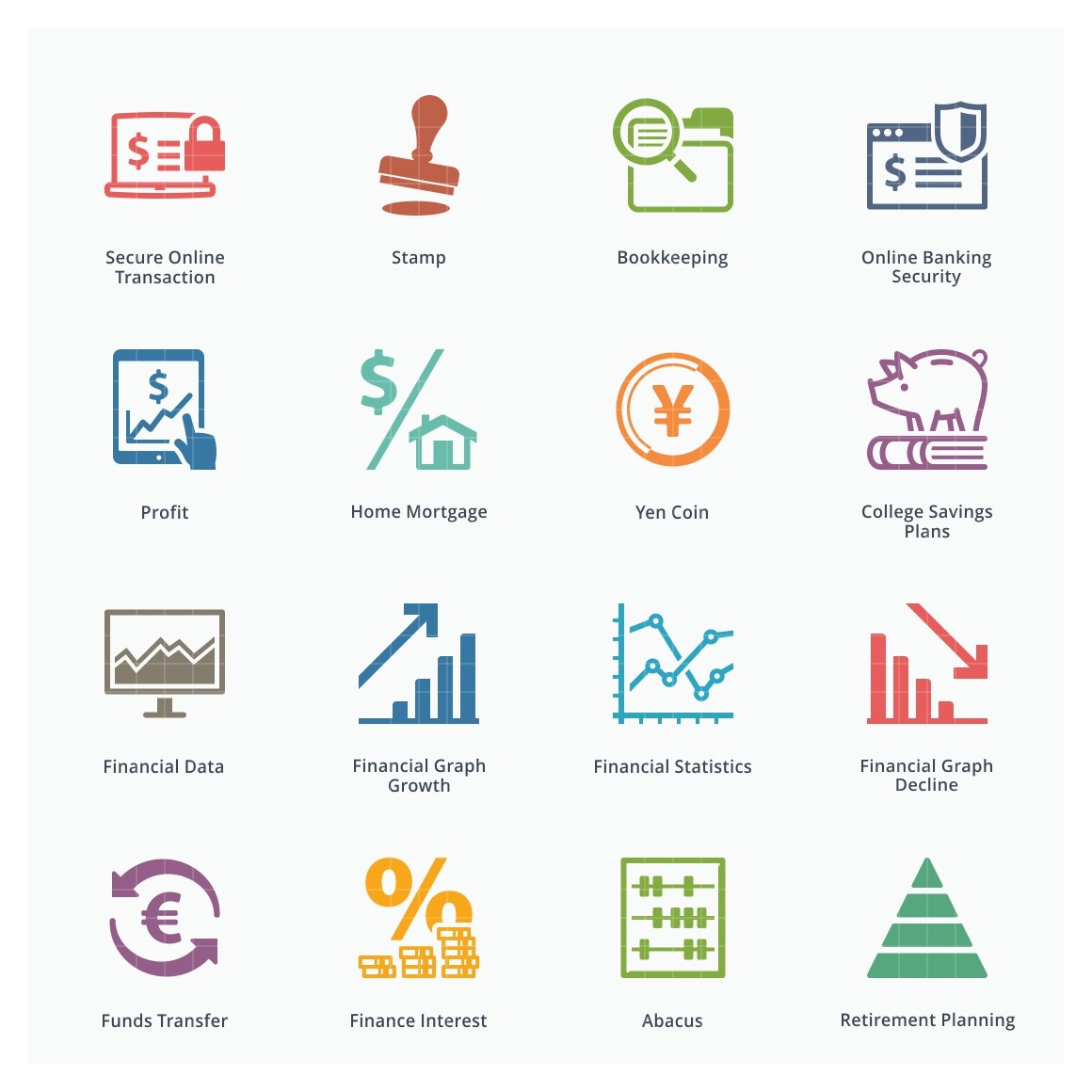 personal business finance icons set 3 colored series 866