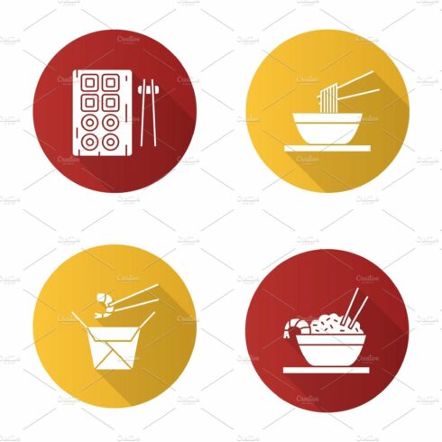 Chinese food icons set cover image.