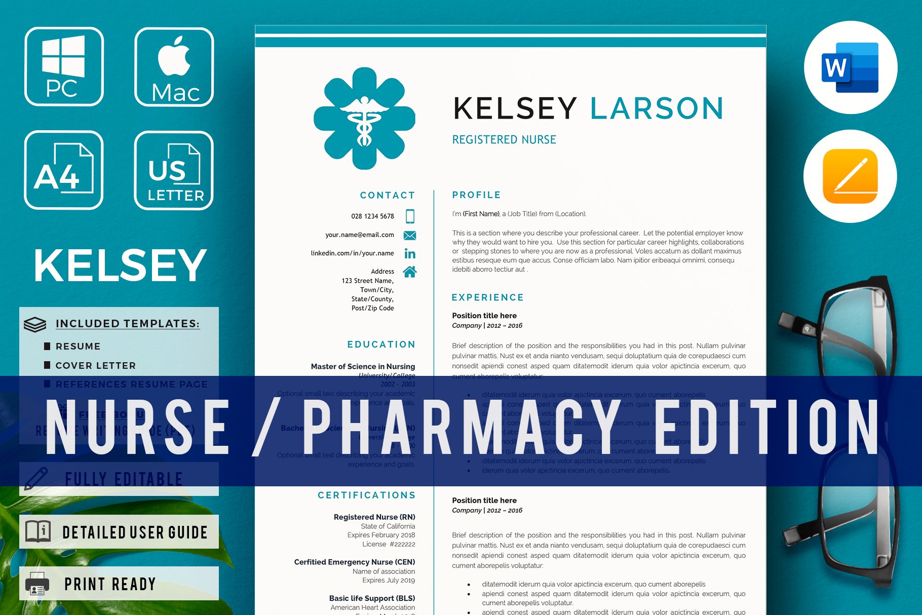 RN Nurse Resume, Pharmacy Resume CV cover image.