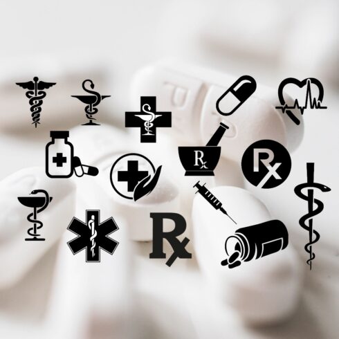 Medical Prescription SVG PNG JPG Symbols + Font, Nursing symbol, pharmacy, snake, Download Hight quality Transparent Vector Silhouette Clipart Image Instant Download cover image.