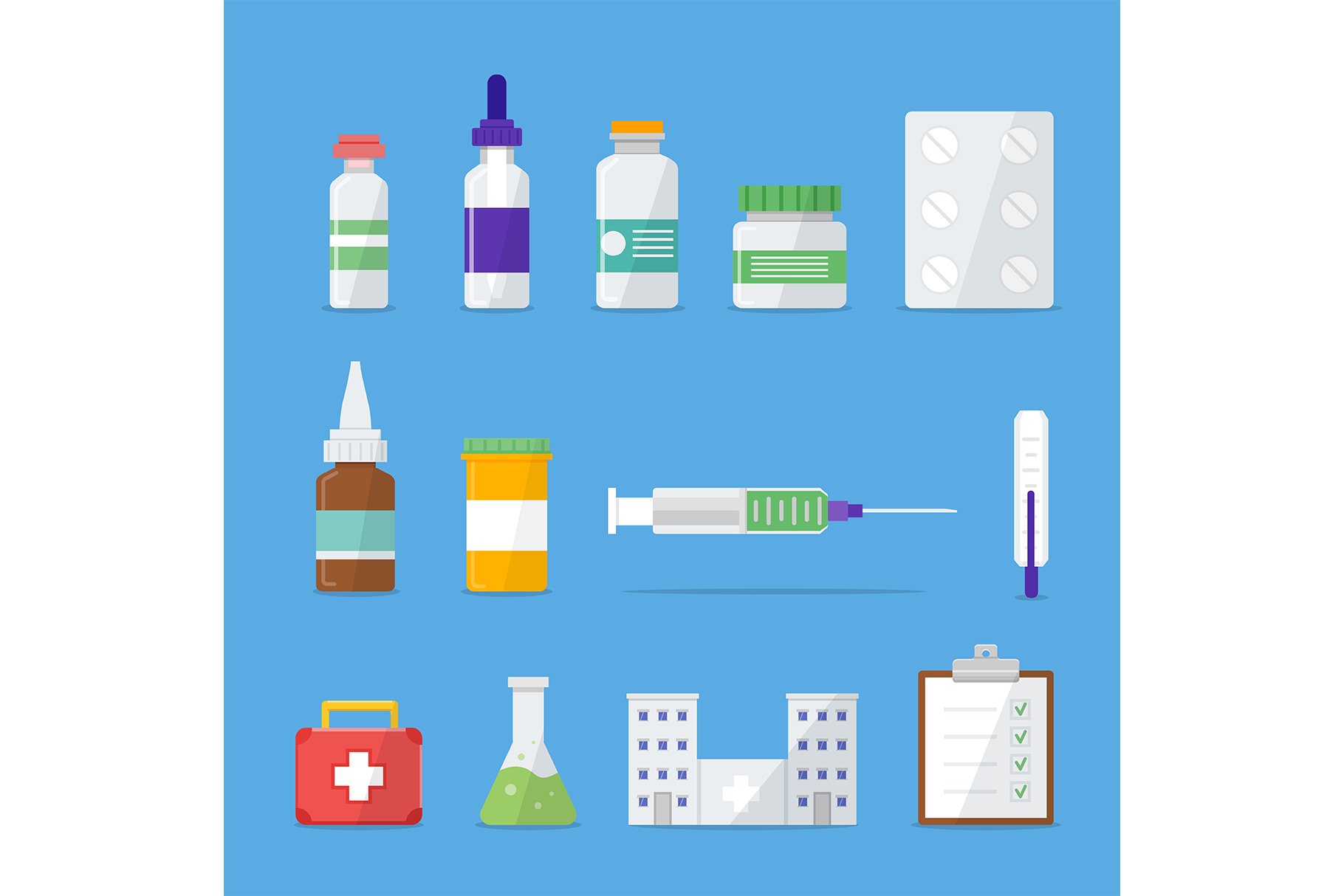 Medical flat  icons set. preview image.