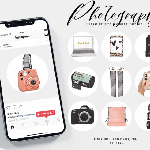 Photography clipart camera PNG Icons cover image.