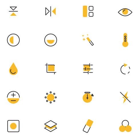 Bunch of different types of symbols on a white background.