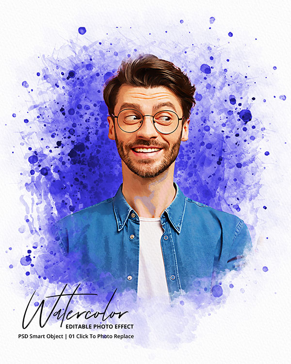 Watercolor portrait of a man with glasses.