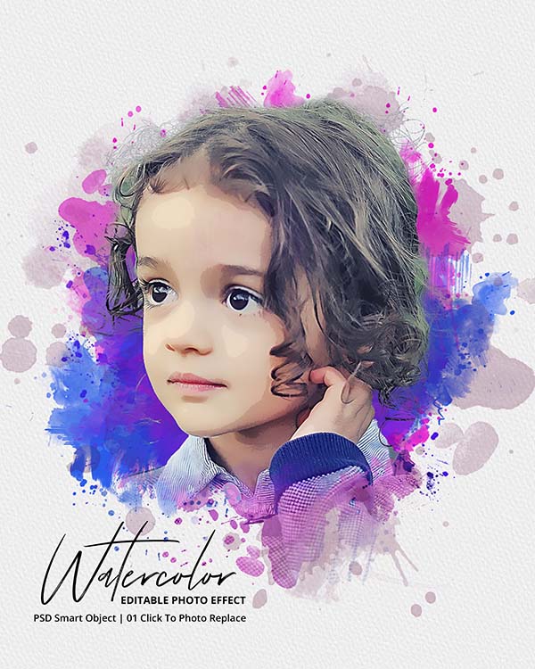 Digital painting of a little girl with curly hair.
