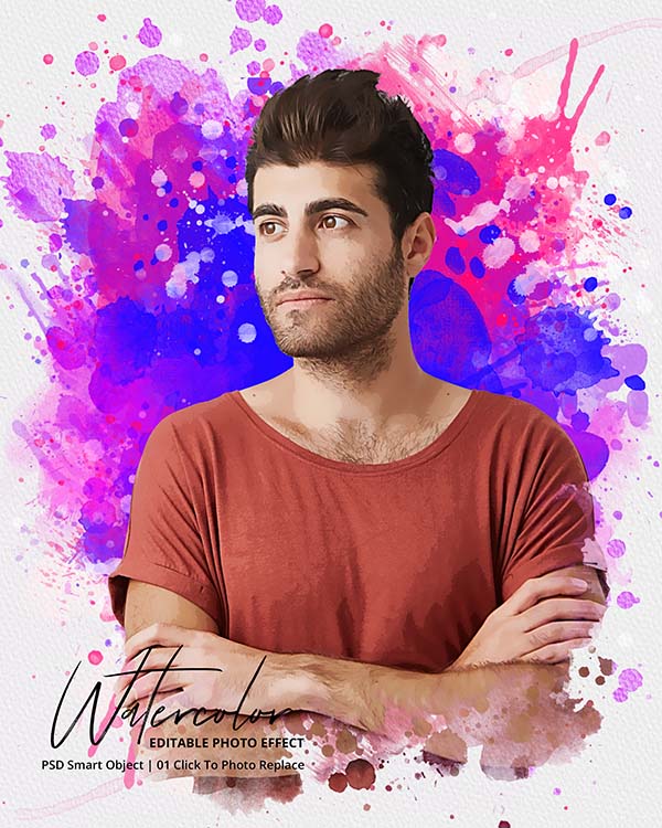 Man with his arms crossed in front of a watercolor background.