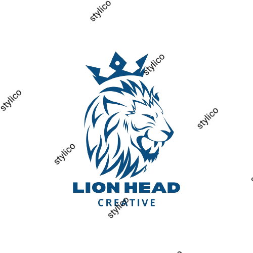 Lion head logo on a black background.