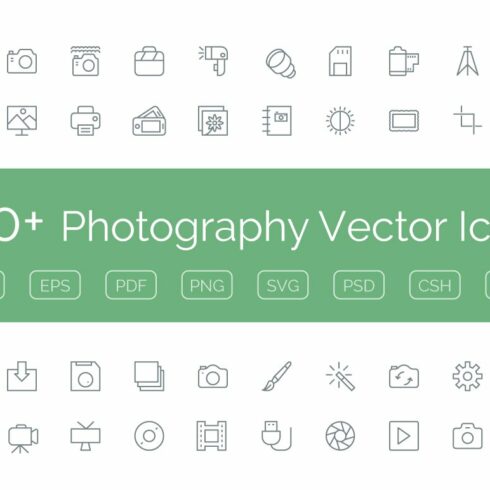 100+ Photography Vector Icons cover image.