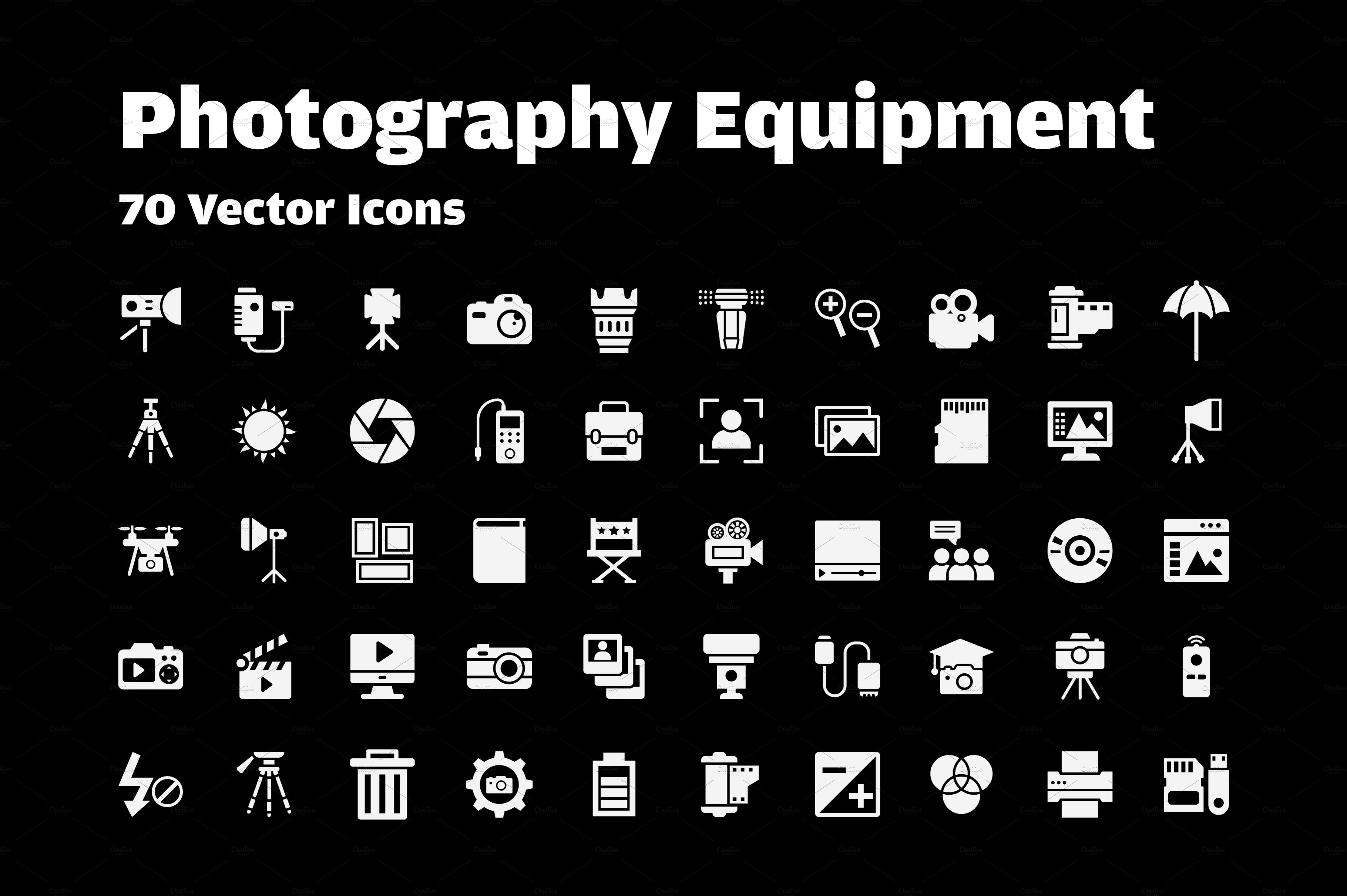 70 Photography Vector Icons cover image.