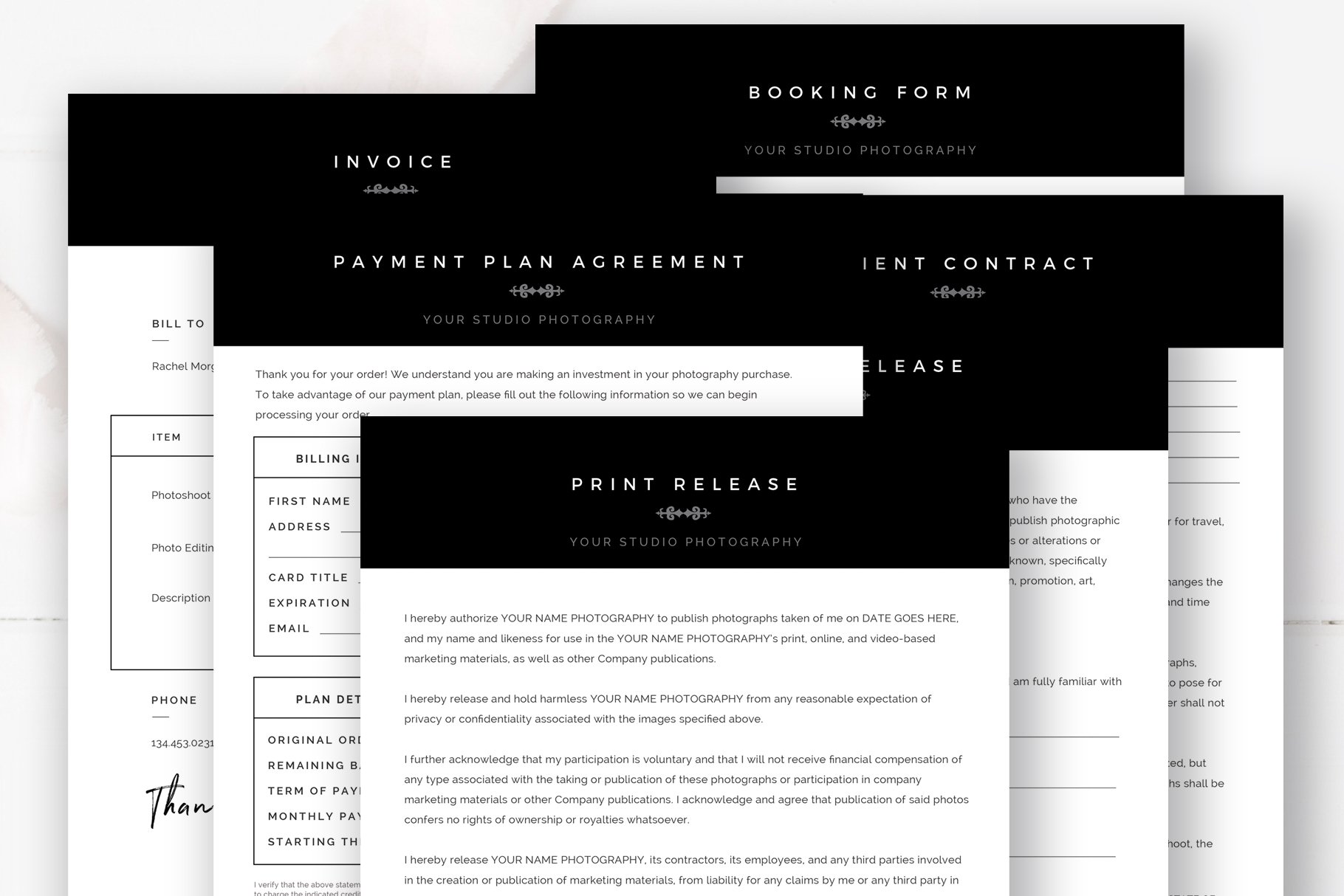 photography business forms bundle 129