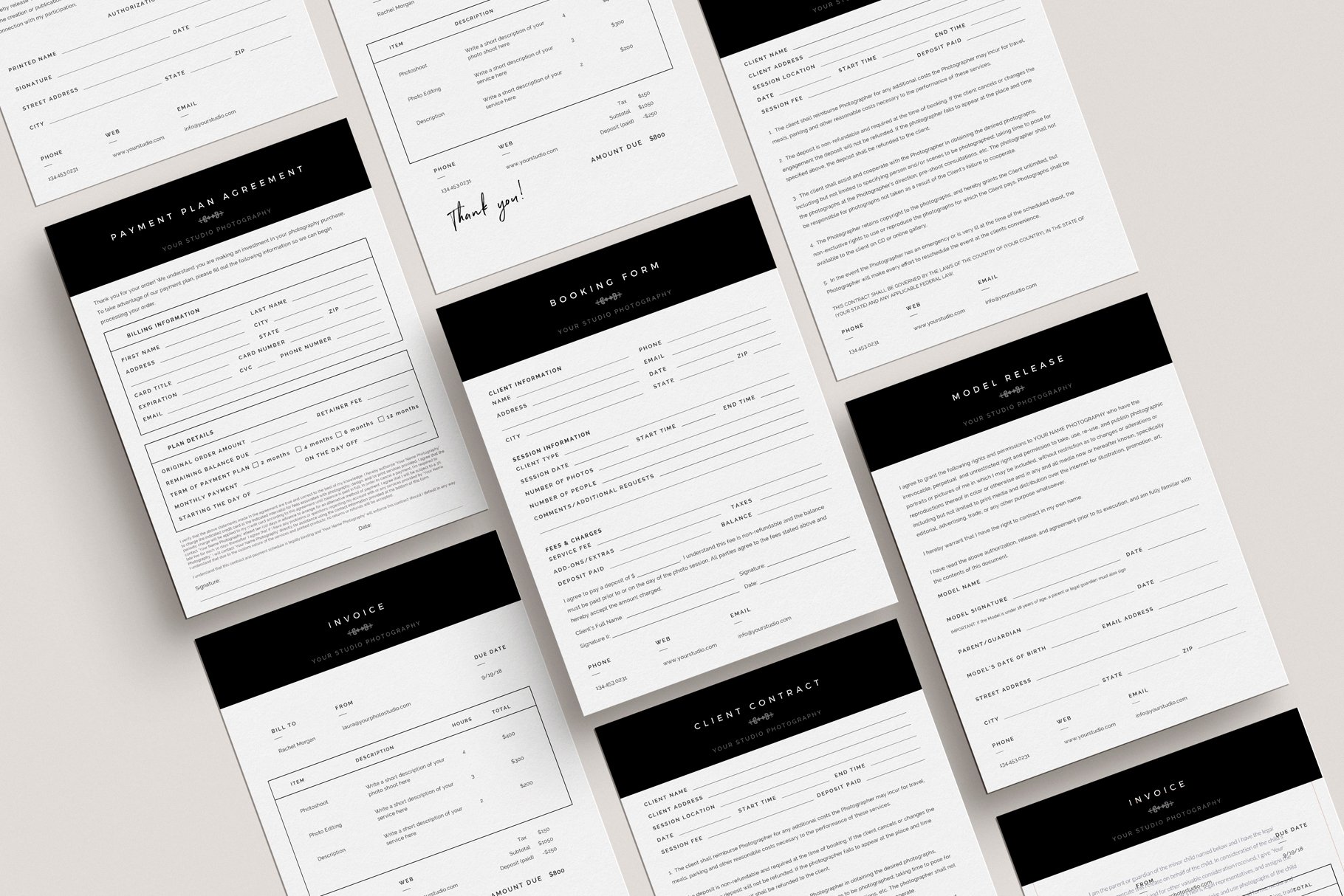 Photography Business Forms Set preview image.
