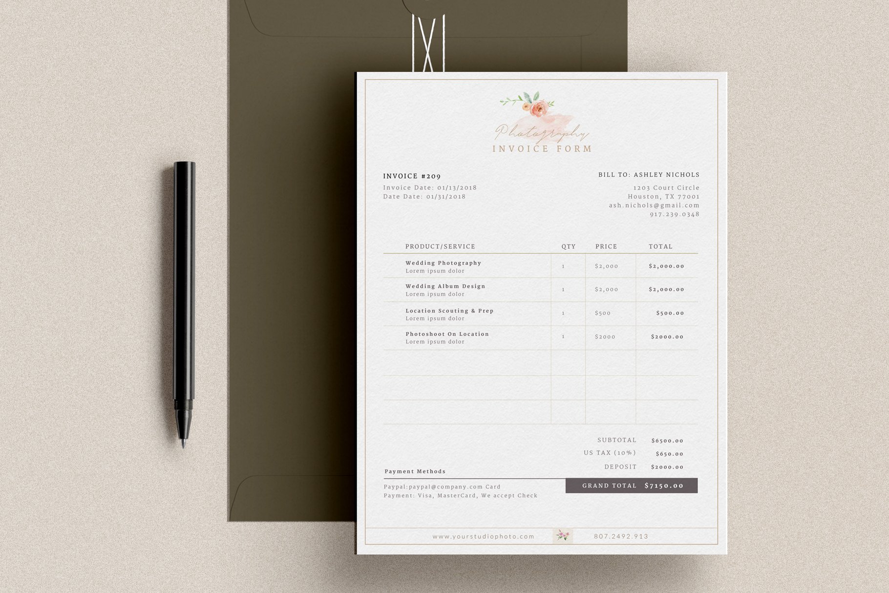 Invoice Template for Photographers cover image.
