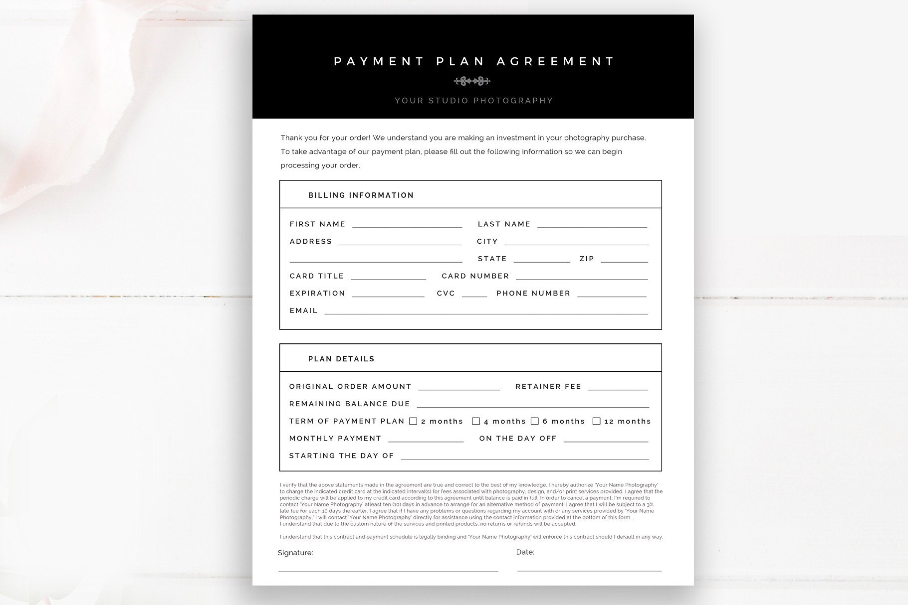 photography payment plan form 126