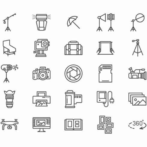 Photography Line Icons cover image.