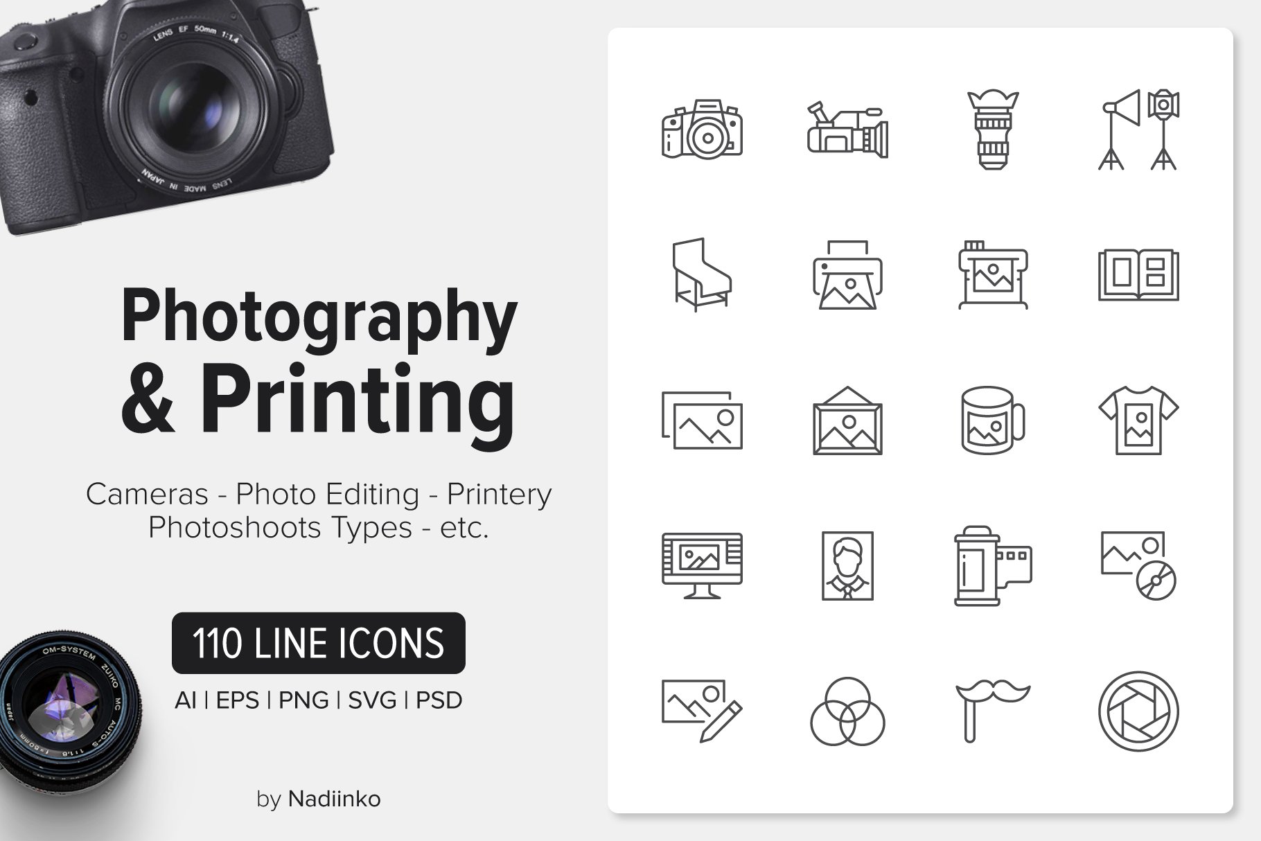 110 Photography Icons cover image.