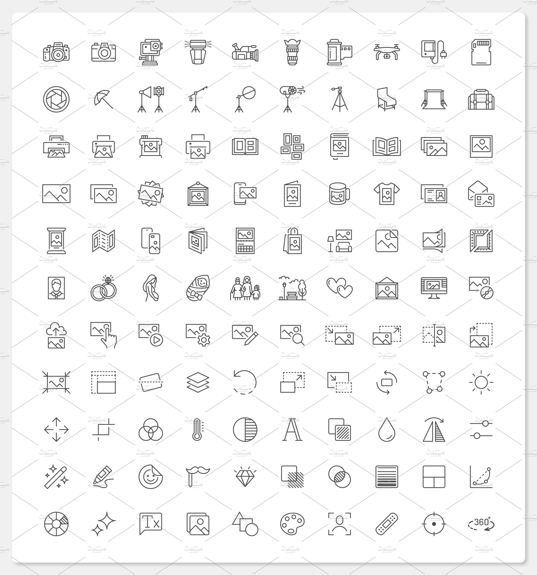 110 Photography Icons preview image.
