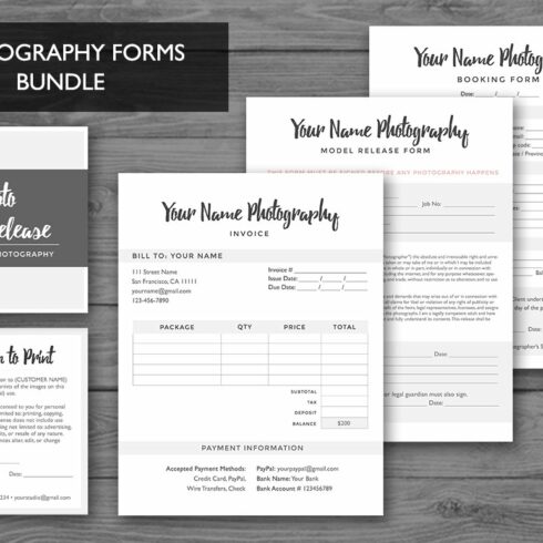 Photography Forms Templates Bundle cover image.
