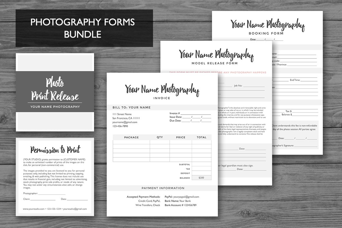Photography Forms Templates Bundle cover image.