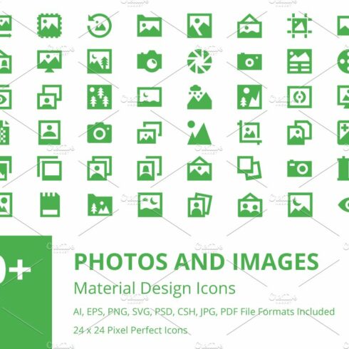 50+ Photos and Images Material Icons cover image.