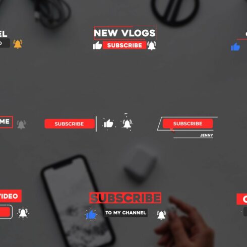 Youtube Buttons | Premiere Pro MOGRT cover image.
