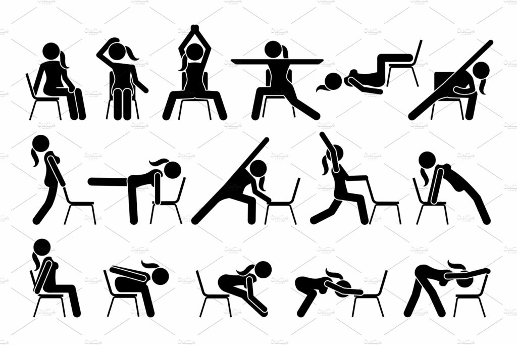 Chair Yoga Exercises Postures MasterBundles