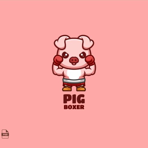Boxer Pig Cute Mascot Logo cover image.