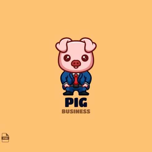 Business Pig Cute Mascot Logo cover image.