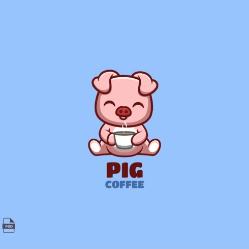 Coffee Pig Cute Mascot Logo cover image.