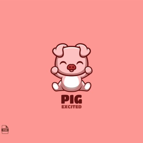Excited Pig Cute Mascot Logo cover image.