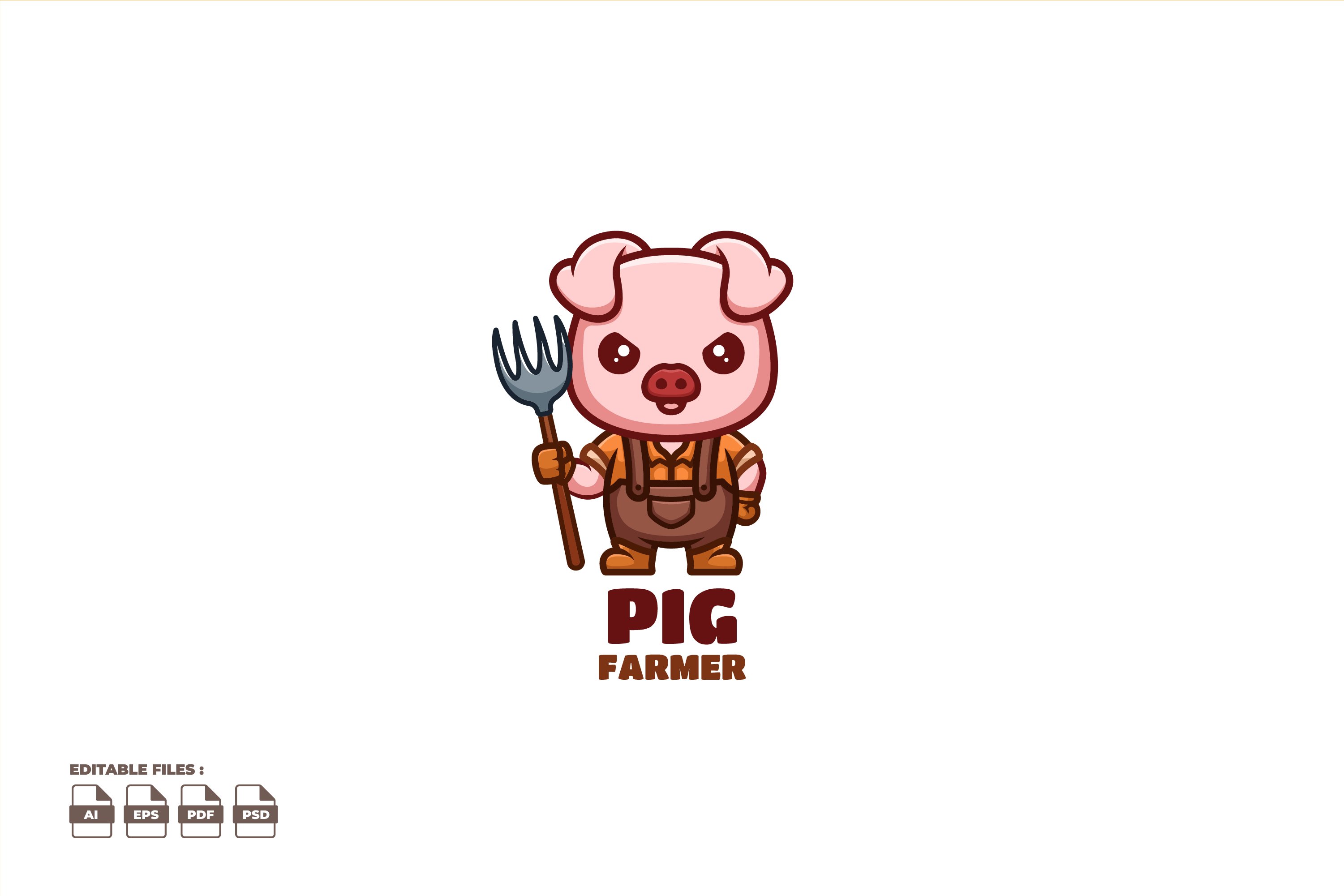 Farmer Pig Cute Mascot Logo cover image.