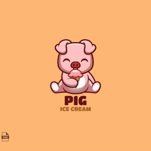 Ice Cream Pig Cute Mascot Logo cover image.