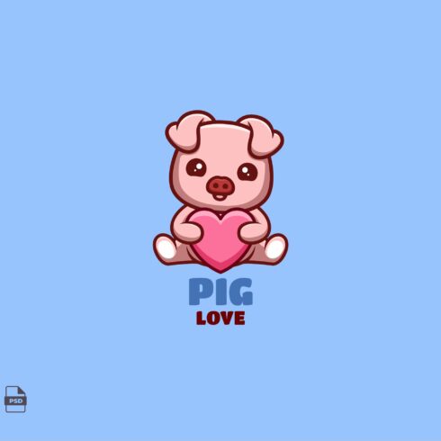 Love Pig Cute Mascot Logo cover image.