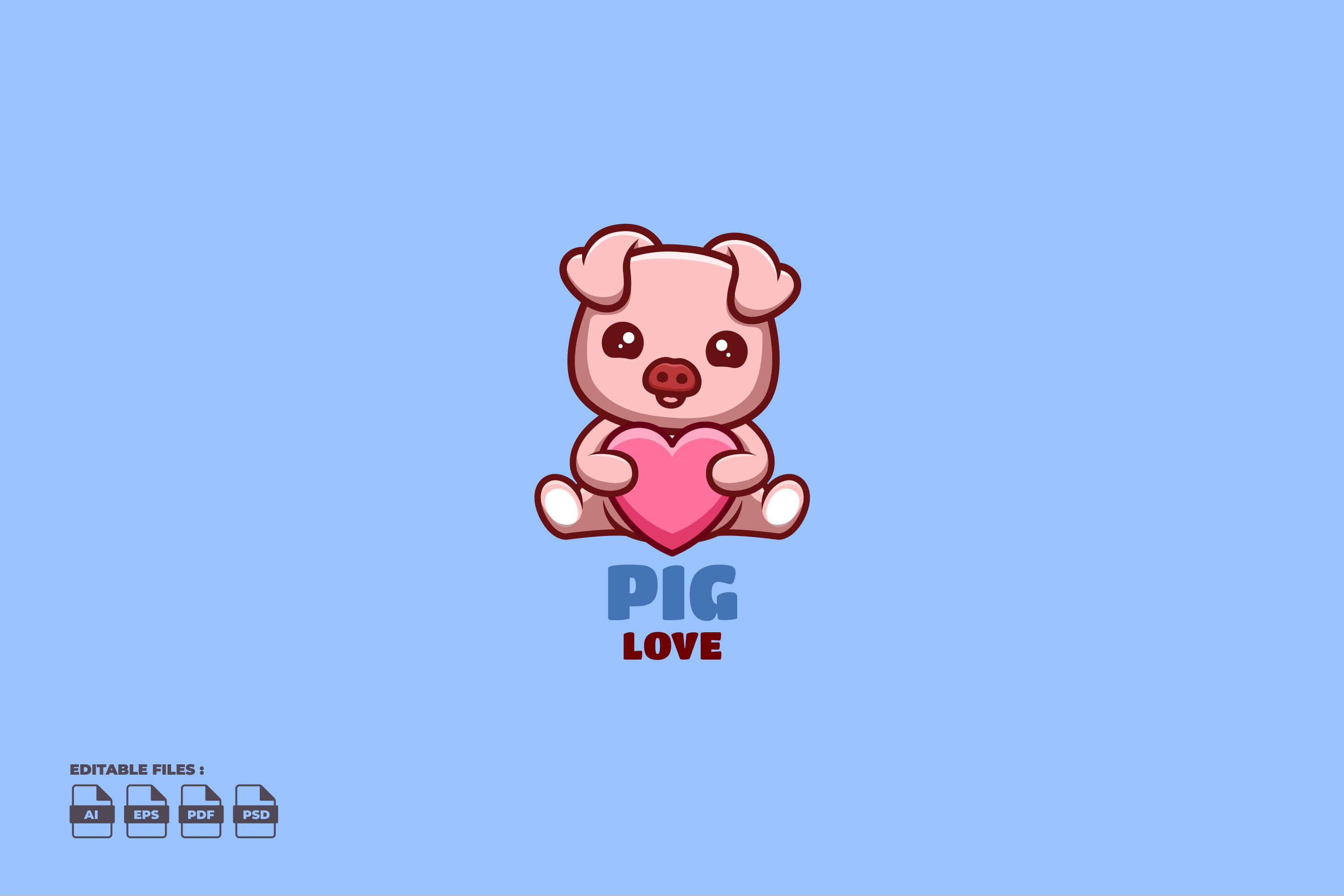 Love Pig Cute Mascot Logo cover image.