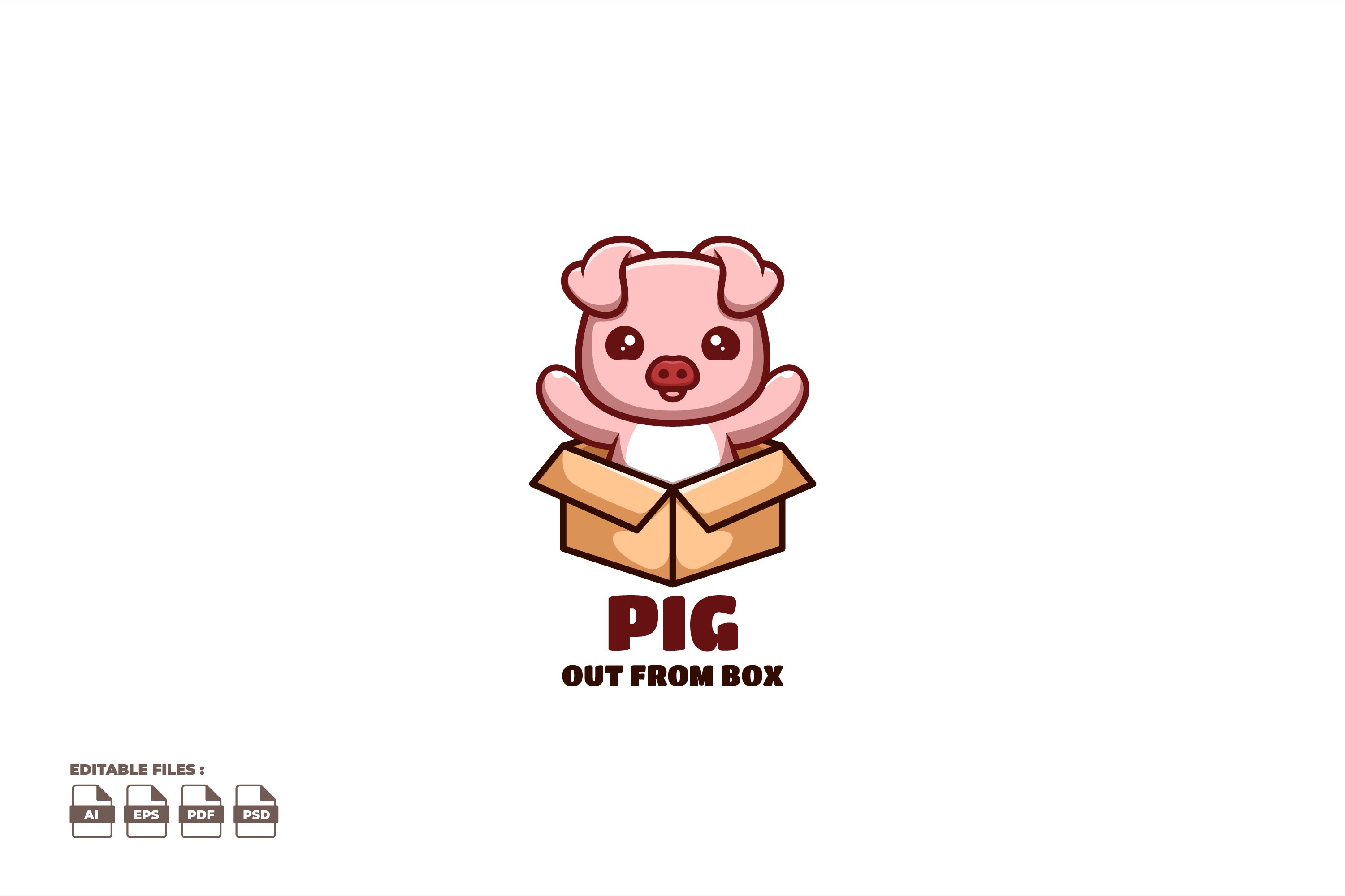 Out From Box Pig Cute Mascot Logo cover image.