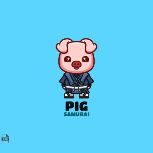 Samurai Pig Cute Mascot Logo cover image.