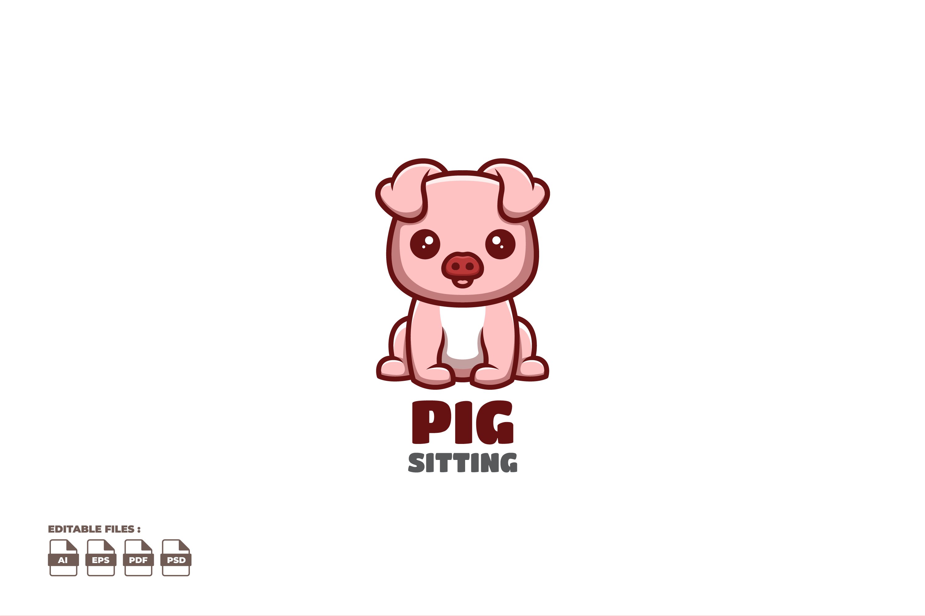 Sitting Pig Cute Mascot Logo cover image.