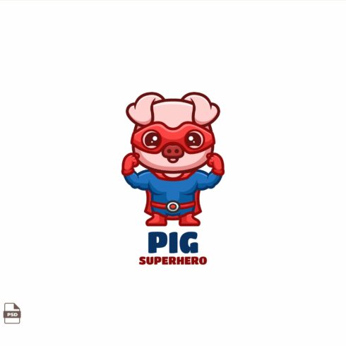 Super Hero Pig Cute Mascot Logo cover image.