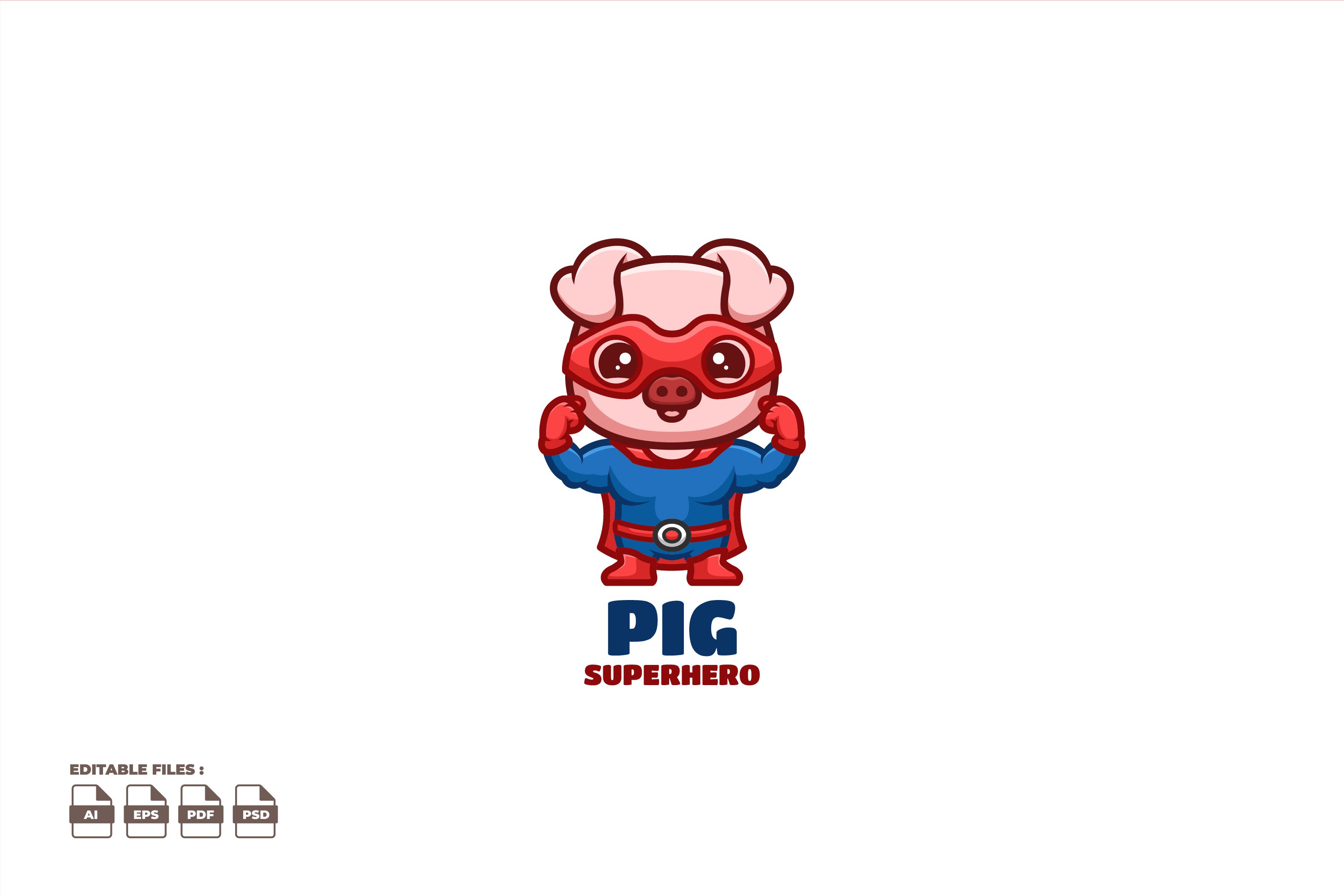 Super Hero Pig Cute Mascot Logo cover image.