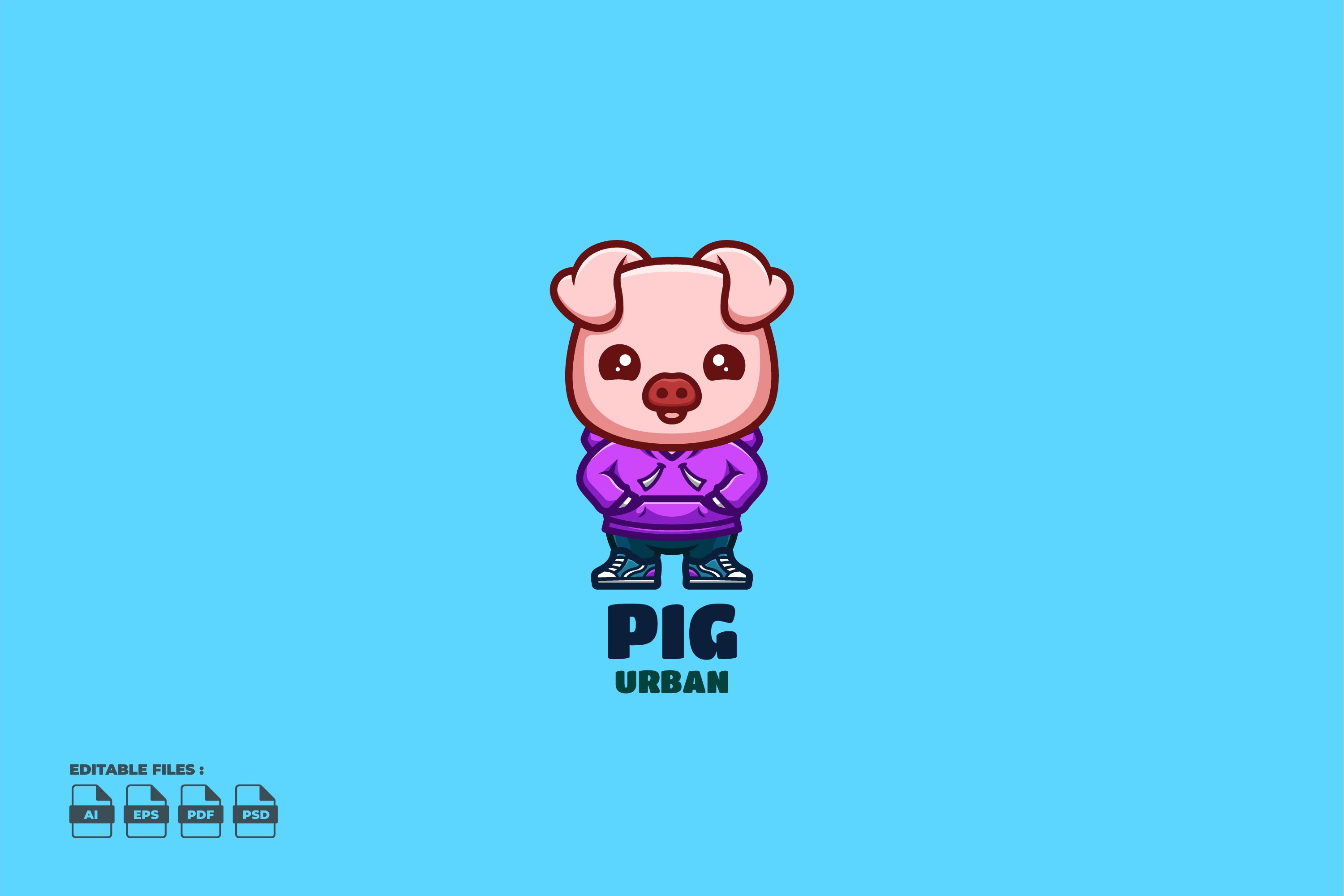 Urban Pig Cute Mascot Logo cover image.