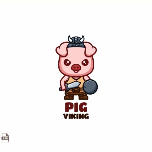 Viking Pig Cute Mascot Logo cover image.